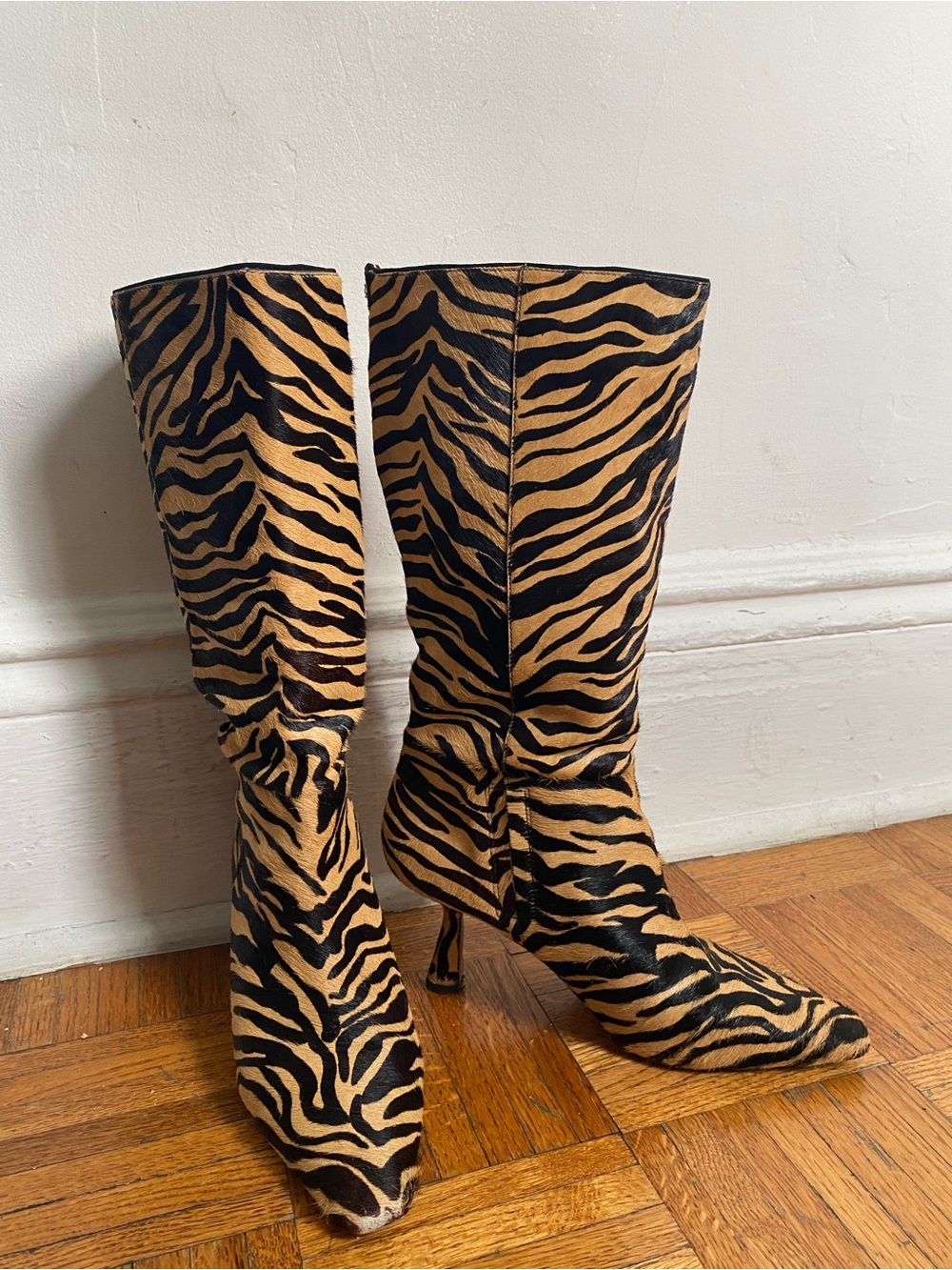 Sam Edelman Zebra-Print Genuine Calf Hair Knee High Boots - Picture 2 of 14